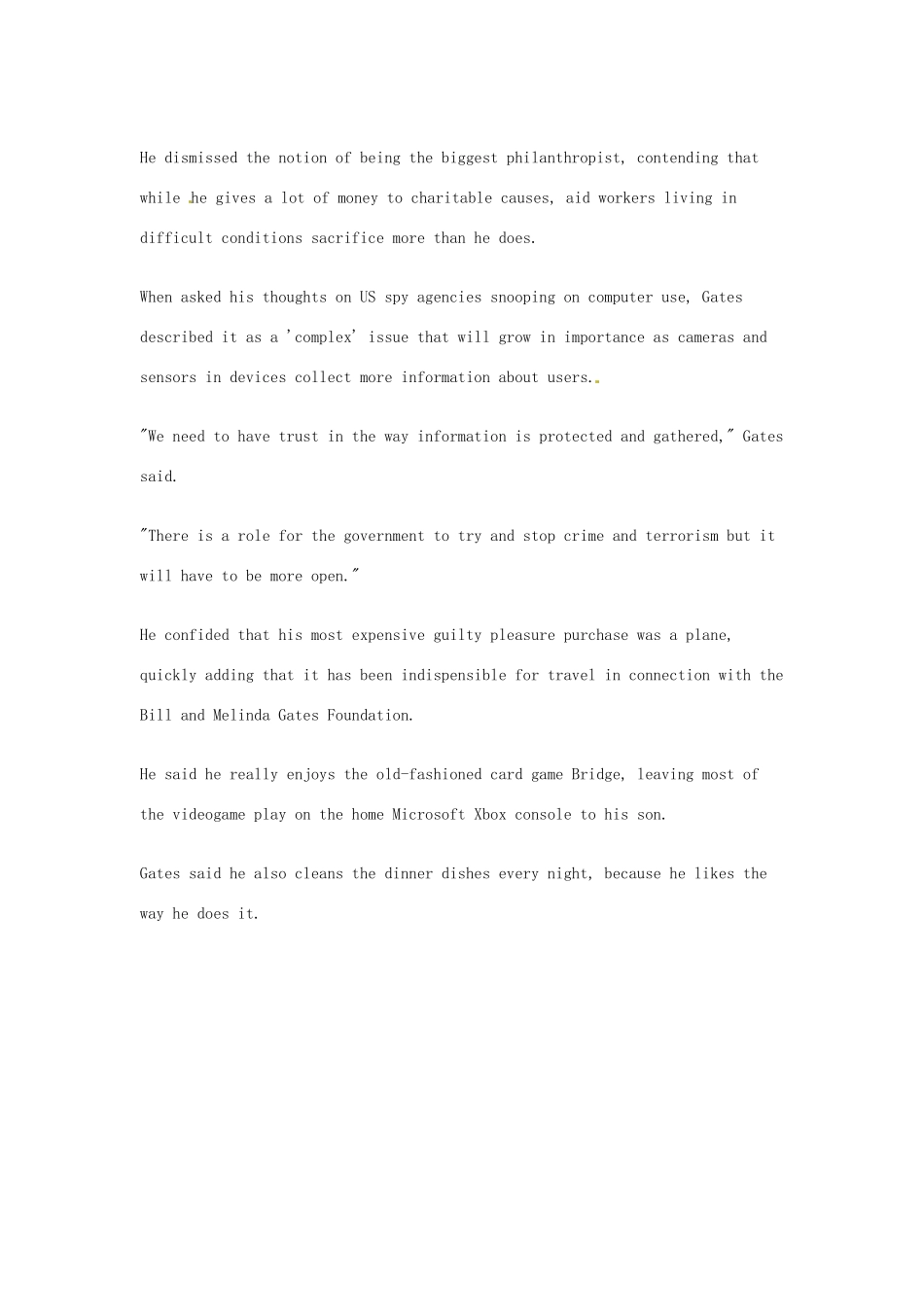 （每日一读）2014年2月高考英语考前突破 阅读理解能力 社会生活 地上有100块钱 比尔盖茨会捡_第2页