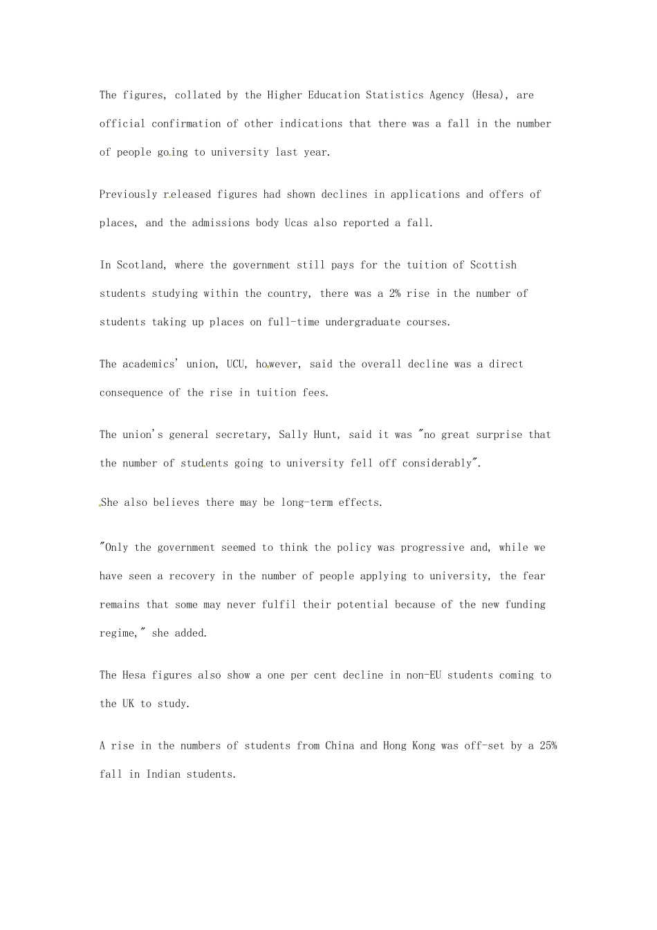 （每日一读）2014年2月高考英语考前突破 阅读理解能力 社会生活 高学费使英国本科生数量减少17%_第2页