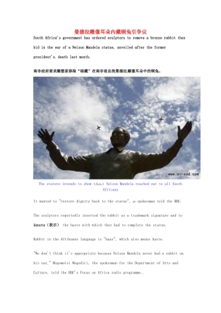 （每日一读）2014年2月高考英语考前突破 阅读理解能力 社会生活 曼德拉雕像耳朵内藏铜兔引争议