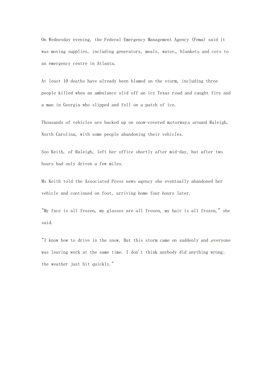 （每日一读）2014年2月高考英语考前突破 阅读理解能力 社会生活 美国东北部遭强风暴袭击_第2页