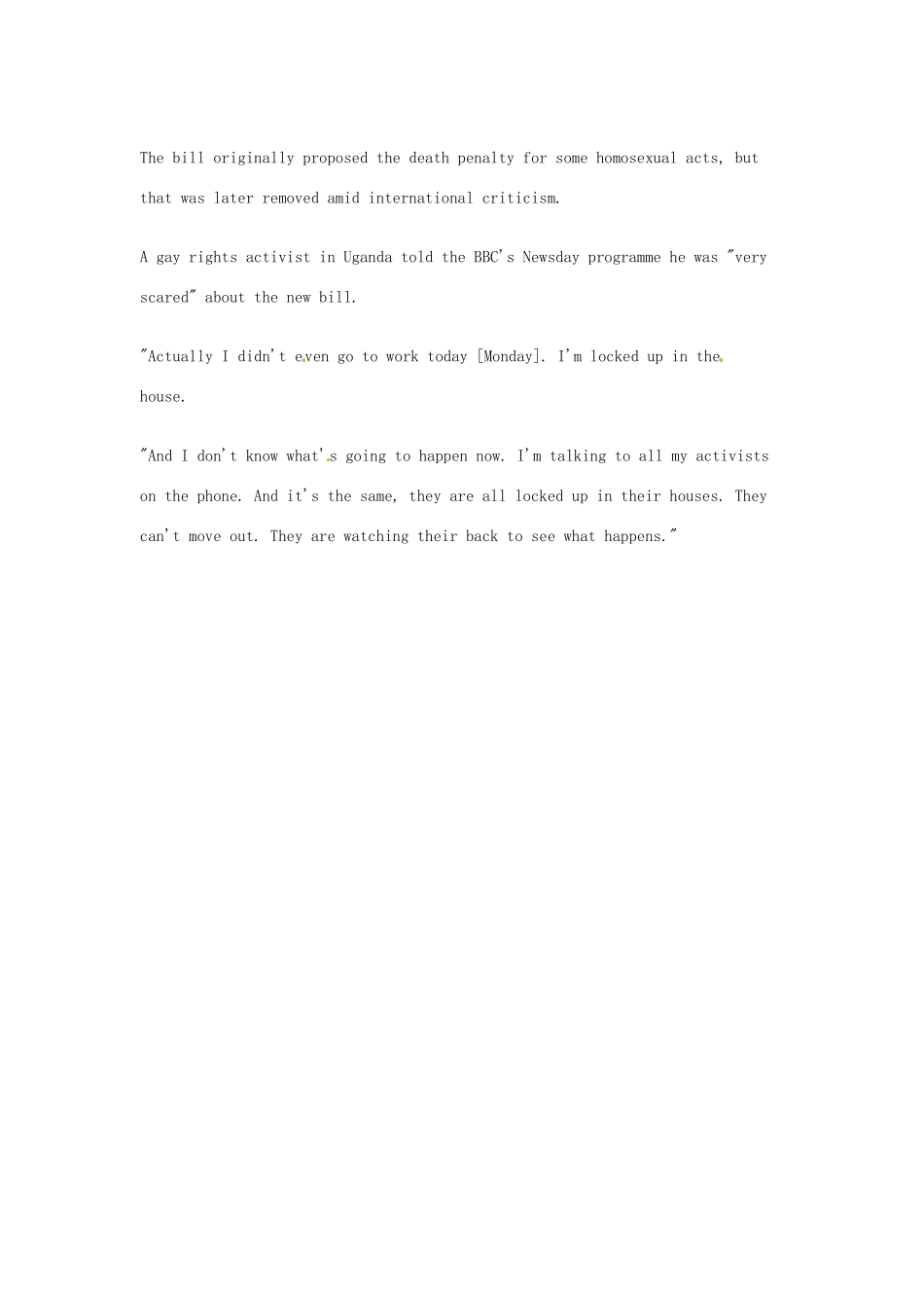 （每日一读）2014年2月高考英语考前突破 阅读理解能力 社会生活 乌干达总统将签署反同性恋法案_第2页