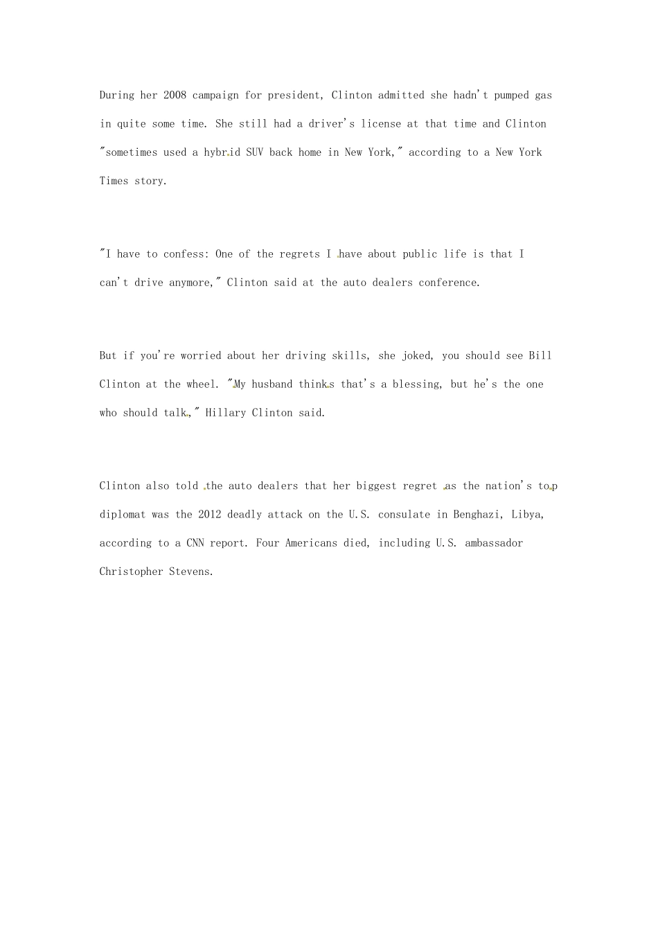 （每日一读）2014年2月高考英语考前突破 阅读理解能力 社会生活 希拉里坦言近20年没有开过车_第2页