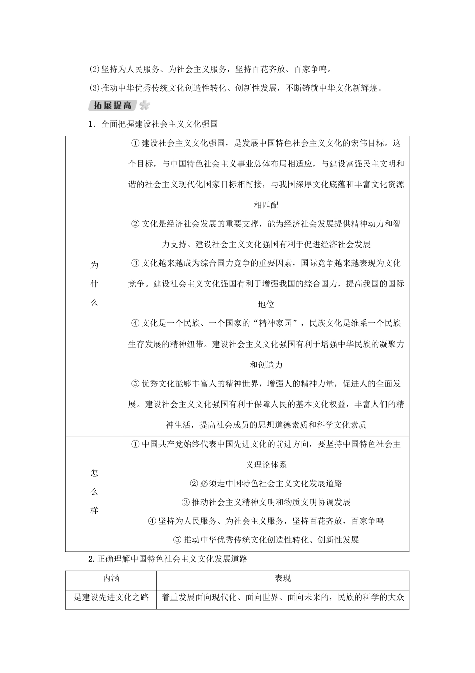 （新课标）高考政治一轮总复习 第四单元 发展中国特色社会主义文化 第九课 坚持中国特色社会主义文化发展道路导学案 新人教版必修3-新人教版高三必修3政治学案_第2页