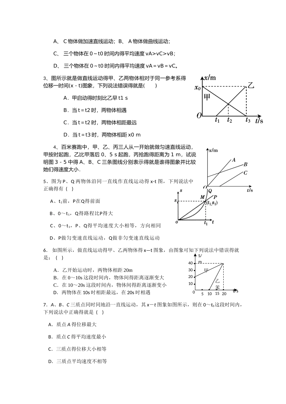 物理必修一 图像问题专练_第2页