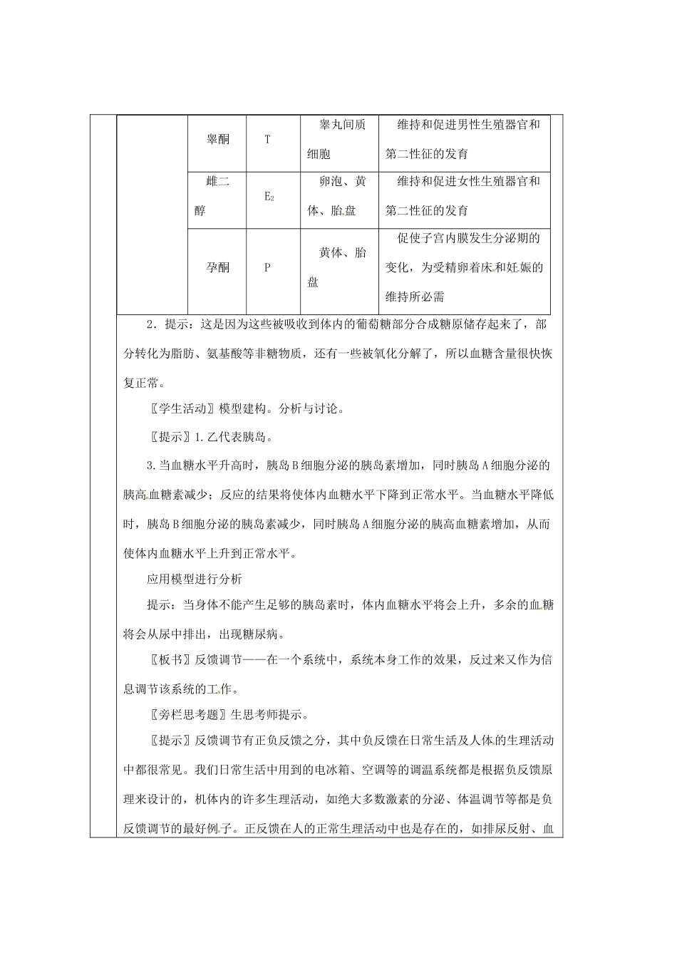 （教师用书）2015高中生物 第2章 第2节 通过激素的调节新课教学过程2 新人教版必修3_第3页