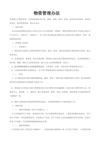 物资管理方法
