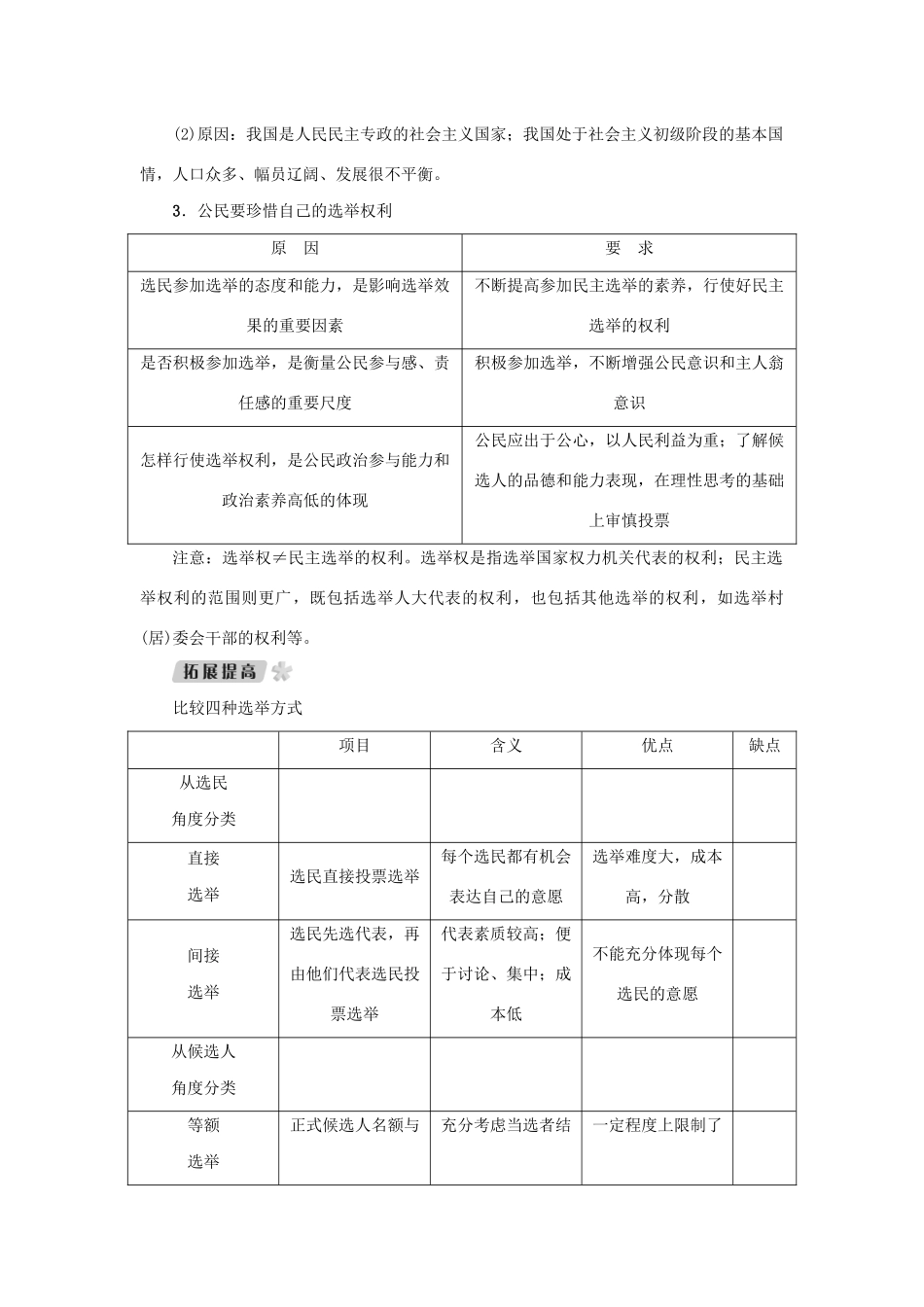 （新课标）高考政治一轮总复习 第一单元 公民的政治生活 第二课 我国公民的政治参与导学案 新人教版必修2-新人教版高三必修2政治学案_第2页