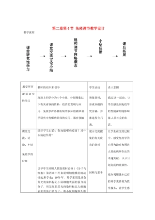 （教师用书）2015高中生物 第2章 第4节 免疫调节新课教学过程1 新人教版必修3