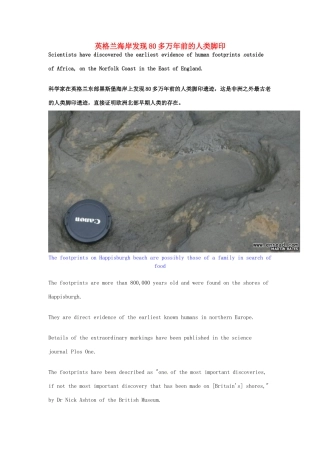 （每日一读）2014年2月高考英语考前突破 阅读理解能力 文化教育 英格兰海岸发现80多万年前的人类脚印