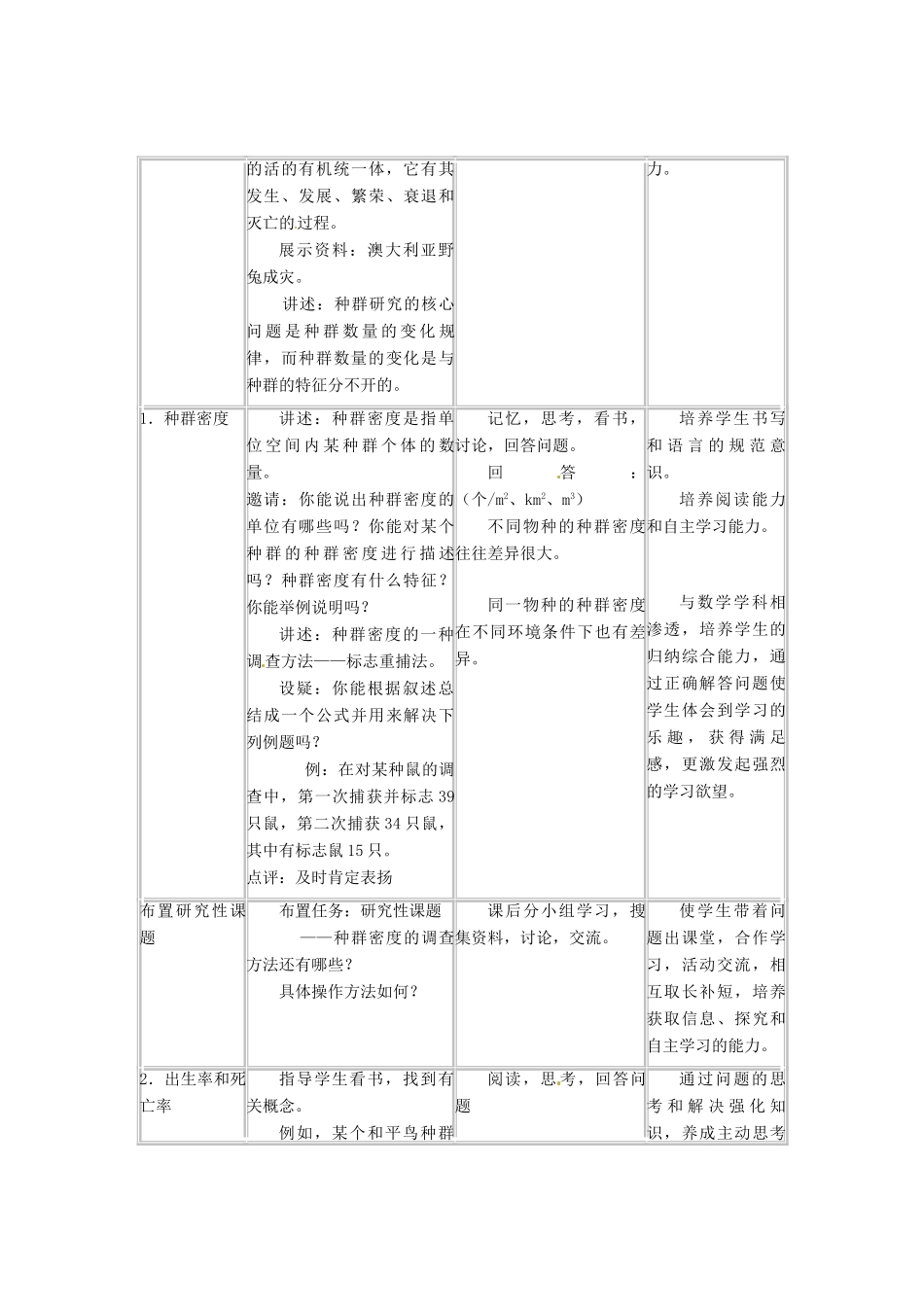 （教师用书）2015高中生物 第4章 第1节 种群的特征新课教学过程1 新人教版必修3_第2页