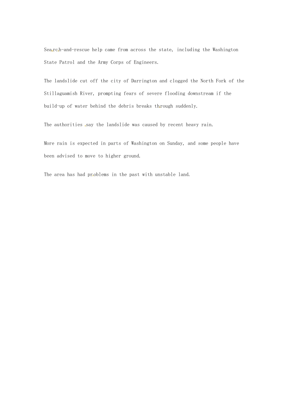 （每日一读）2014年3月高考英语考前突破 阅读理解能力 国际时事要闻 华盛顿州发生山体滑坡8人丧生_第2页