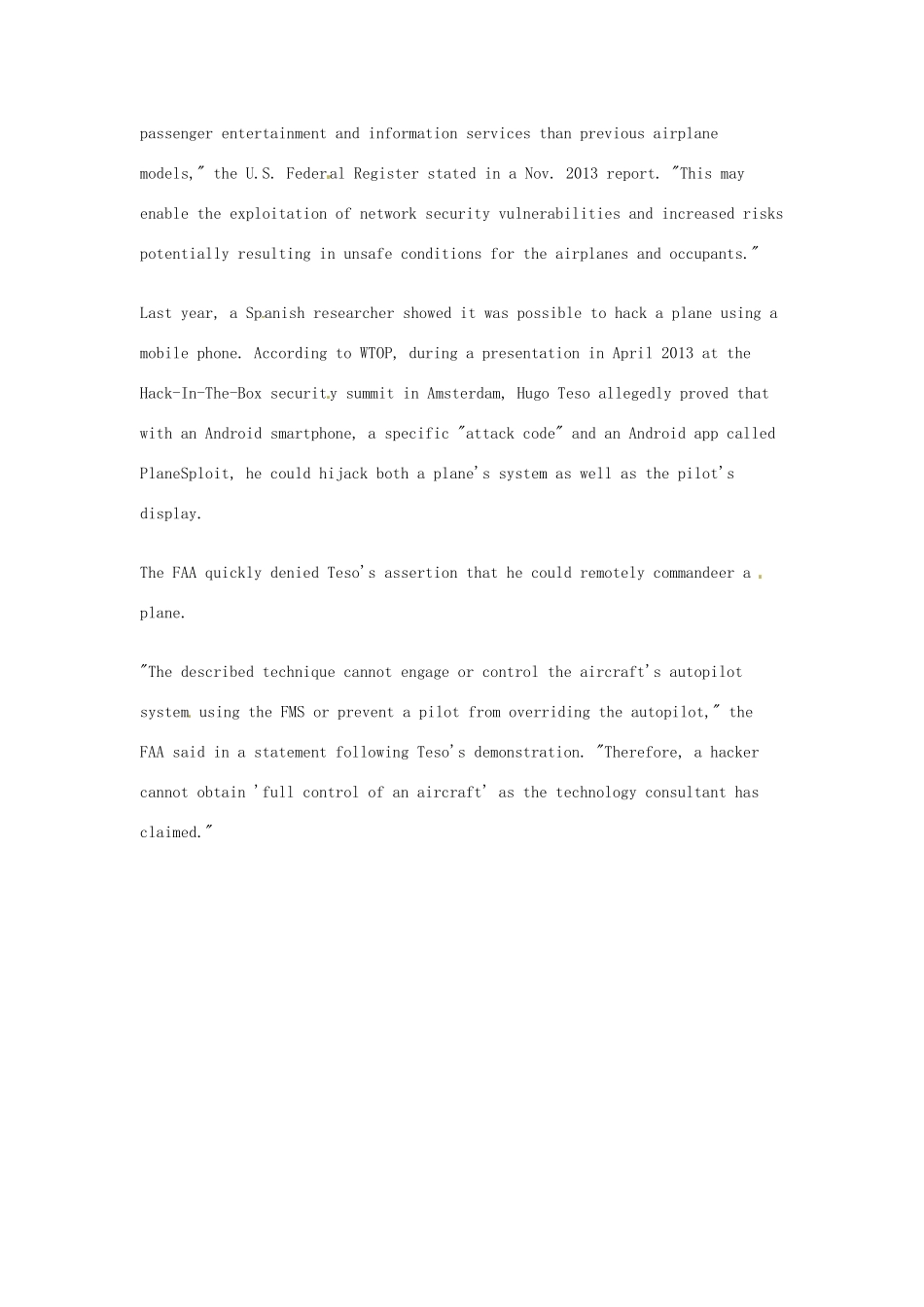 （每日一读）2014年3月高考英语考前突破 阅读理解能力 国际时事要闻 马航失联客机可能被手机劫持 _第3页