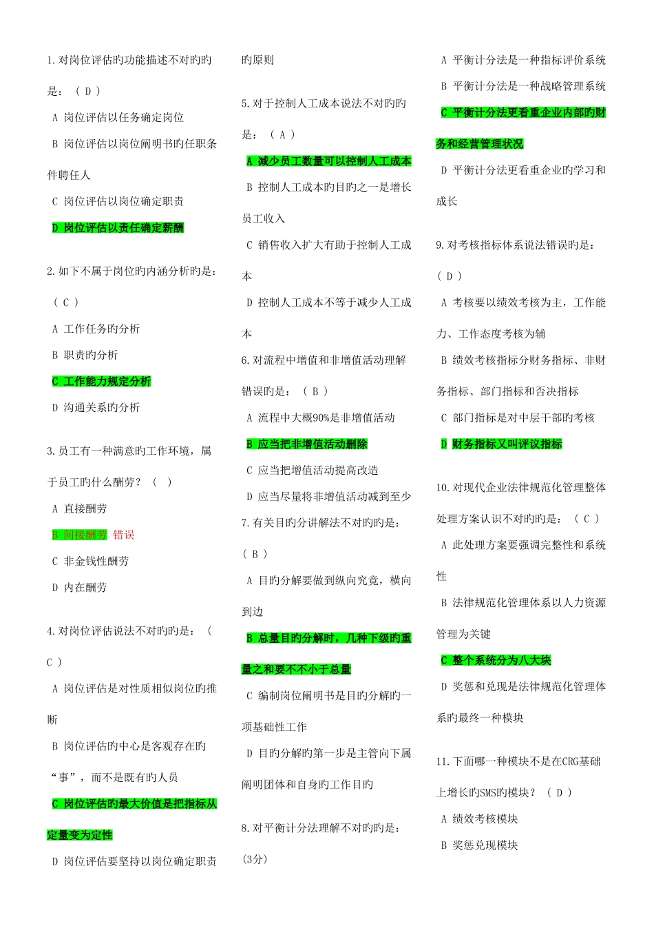 现代企业规范化管理整体解决方案试题_第1页