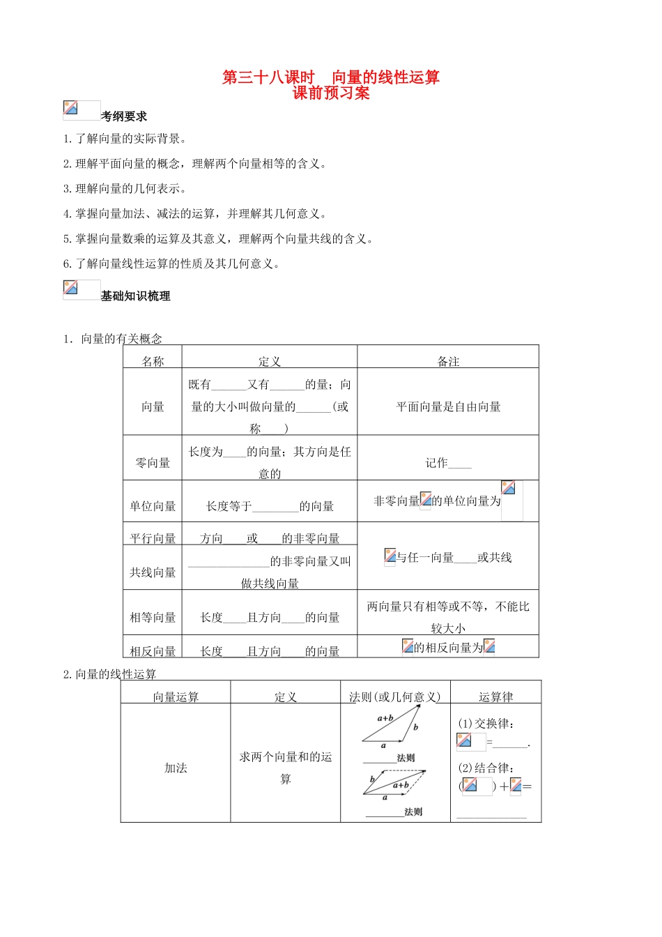 （新课标）高三数学一轮复习 第4篇 平面向量的概念及线性运算学案 理-人教版高三全册数学学案_第1页