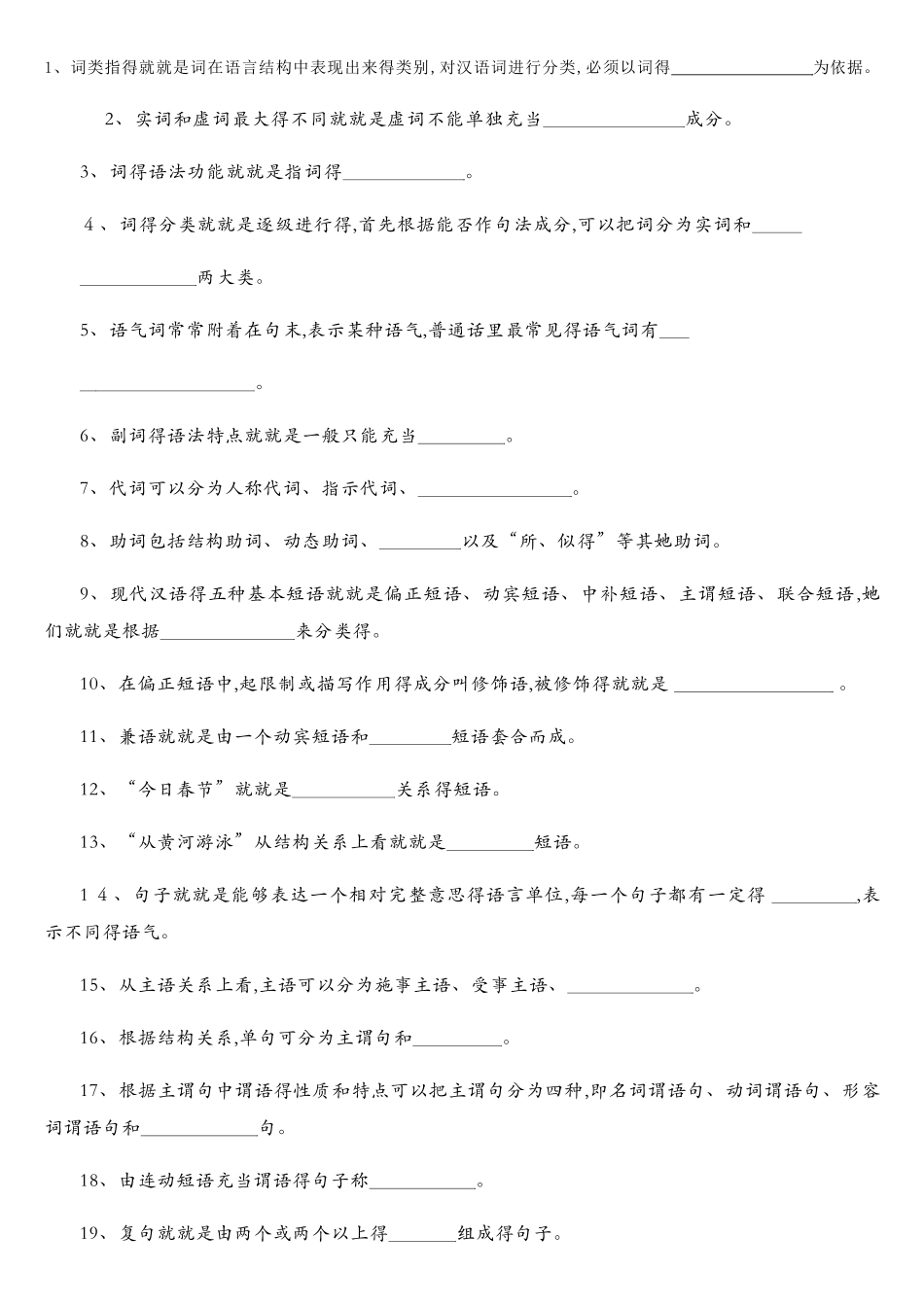 现代汉语语法习题_第1页