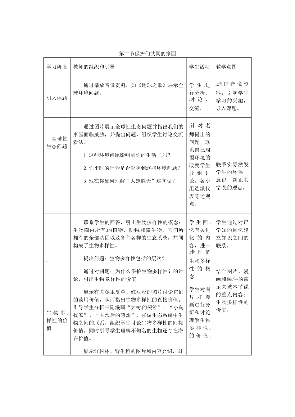 （教师用书）2015高中生物 第六章 第二节 保护们共同的家园新课教学过程2 新人教版必修3_第1页