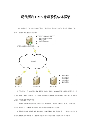 现代酒店HMS管理系统总体框架
