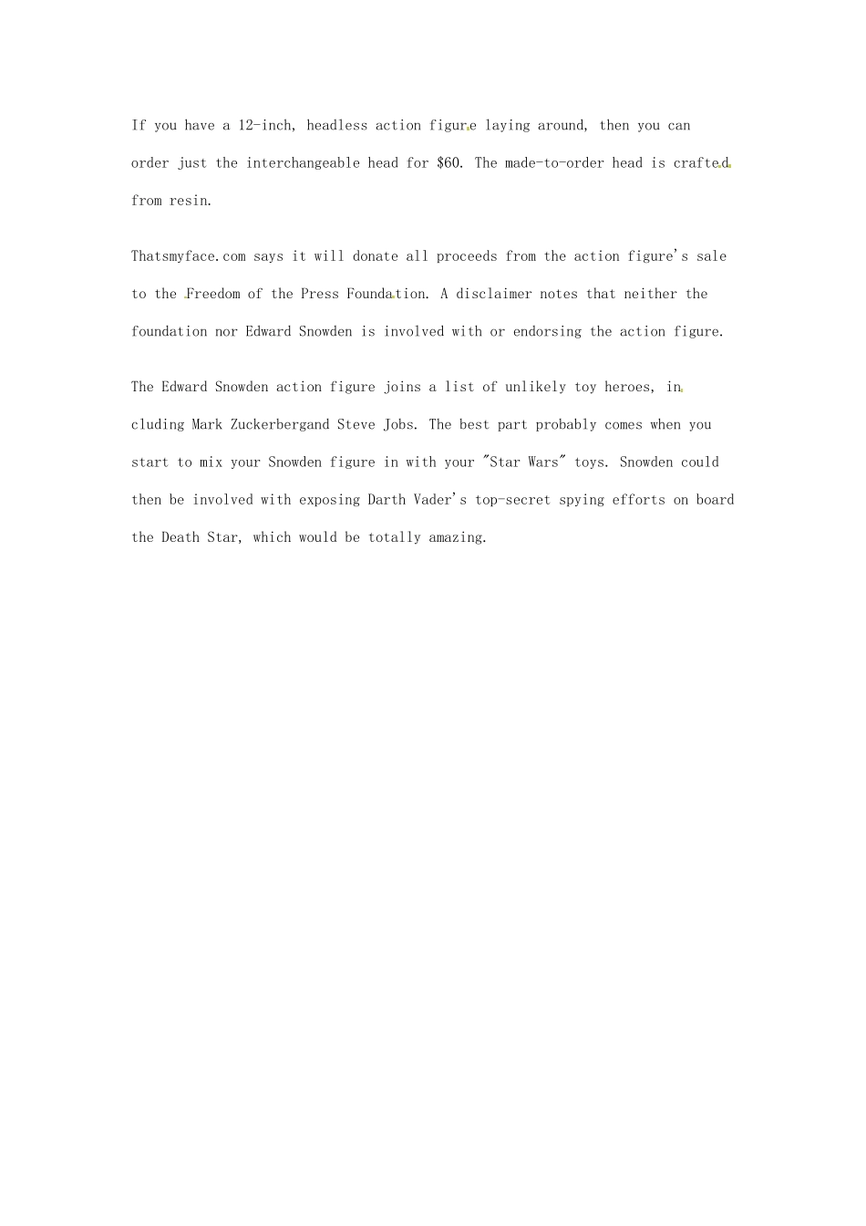 （每日一读）2014年3月高考英语考前突破 阅读理解能力 社会生活 美国公司推出斯诺登为原型的玩偶_第2页