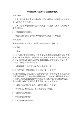 珍爱生命,安全第一主题班会