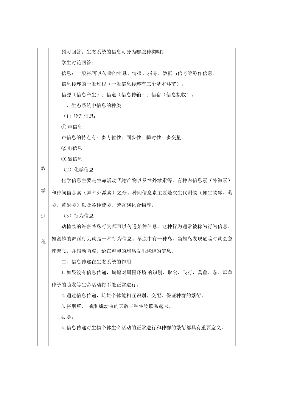 （教师用书）2015高中生物 第五章 第四节 生态系统的信息传递新课教学过程1 新人教版必修3_第2页