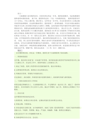 班长工作总结范文