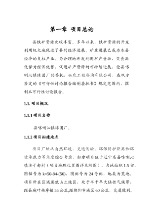 球团厂新建项目立项建设项目可行性报告