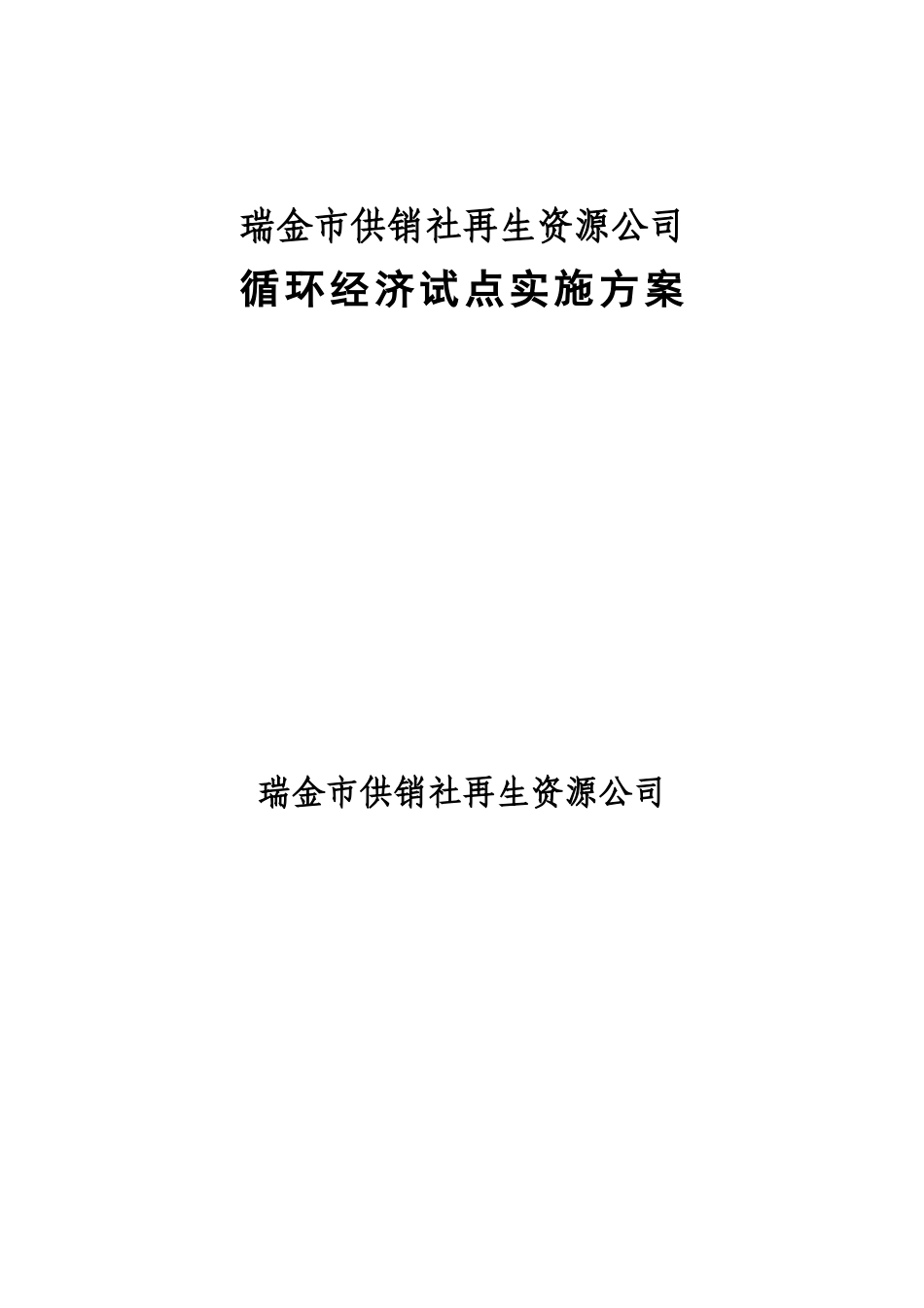 瑞金市供销社再生资源公司循环经济试点工作实施方案_第1页