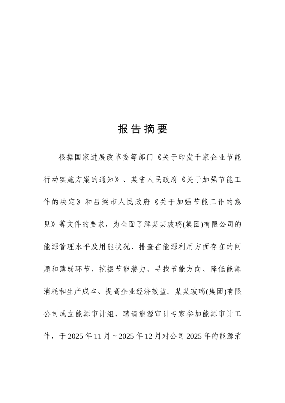 璃玻有限公司能源审计报告大学论文_第2页