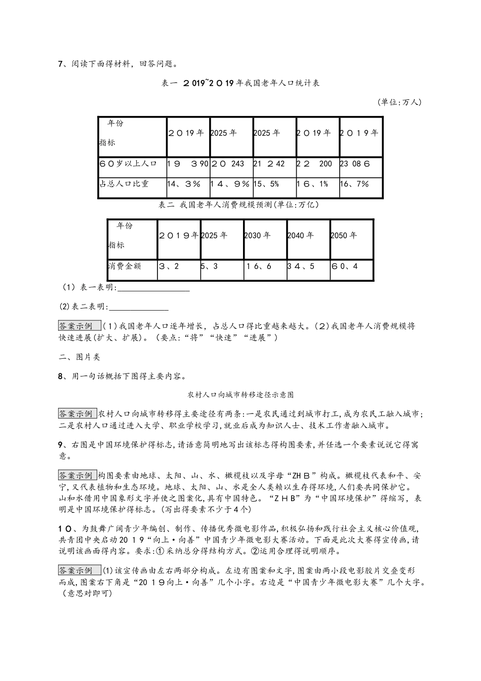 甘肃语文中考复 素养全练7_第3页