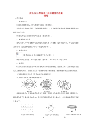 （新课标卷）河北省2013年高考物理二轮专题复习 磁场教案