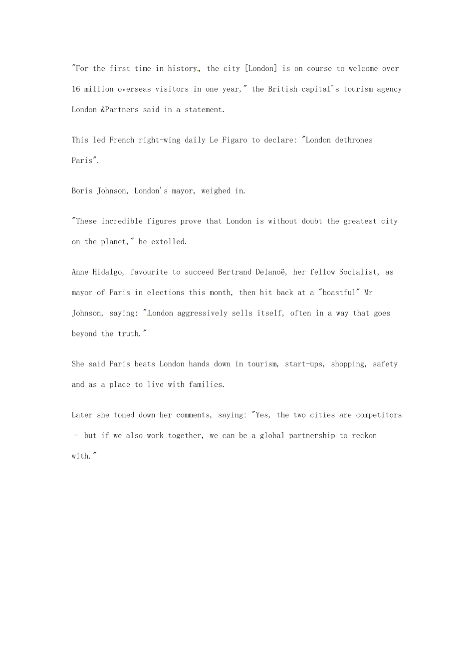 （每日一读）2014年3月高考英语考前突破 阅读理解能力 文化教育 法国 巴黎仍是最受欢迎的旅游城市_第2页