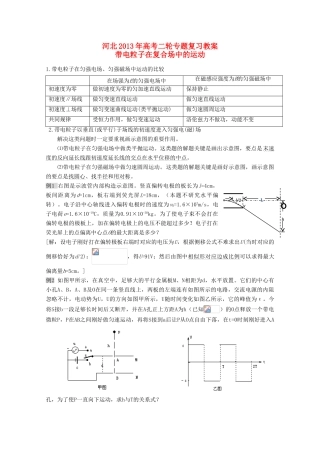 （新课标卷）河北省2013年高考物理二轮专题复习 带电粒子在复合场中的运动教案