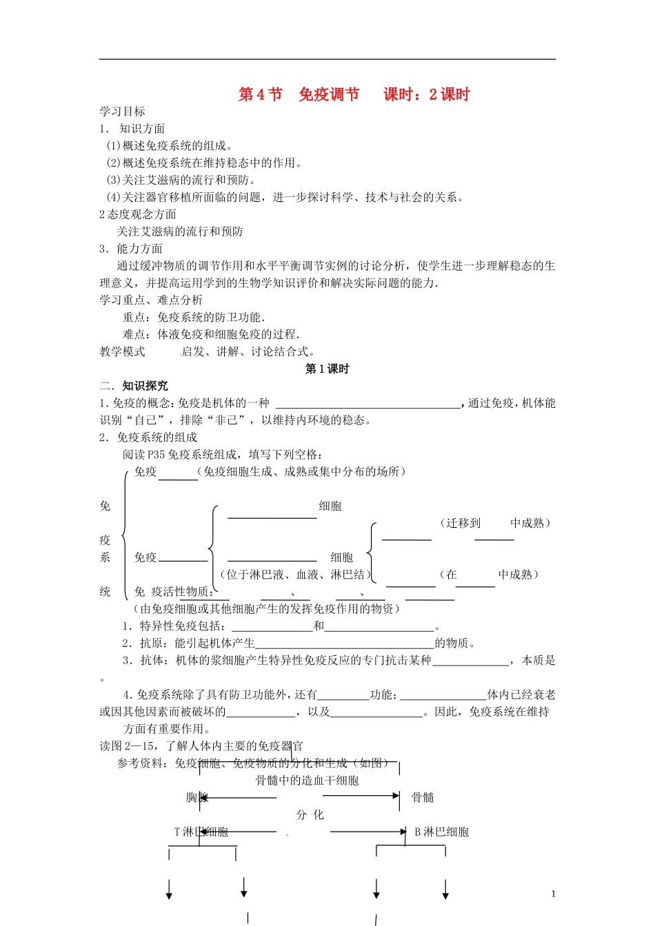 （新编资料）2013-2014学年高中生物 2.4《免疫调节》学案 新人教版必修3_第1页