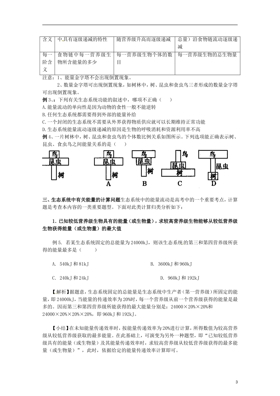 （新编资料）2013-2014学年高中生物 5.2《生态系统的能量流动》学案 新人教版必修3_第3页