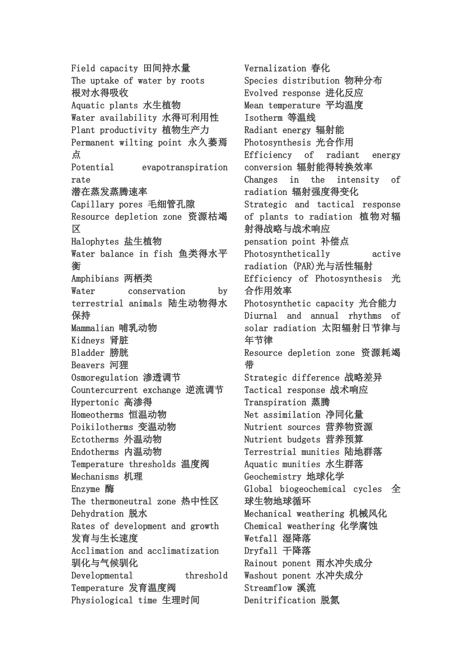 生态学专业术语英汉对照2_第2页