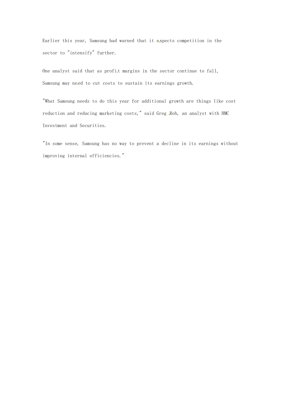 （每日一读）2014年4月高考英语考前突破 阅读理解能力 财经新闻 2014第一季度三星利润下滑_第2页