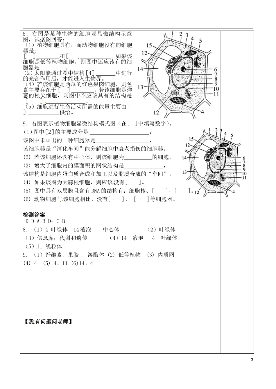 （新编资料）2013-2014学年高中生物 第3章 2节 细胞器系统内的分工合作导学案 新人教版必修1 _第3页