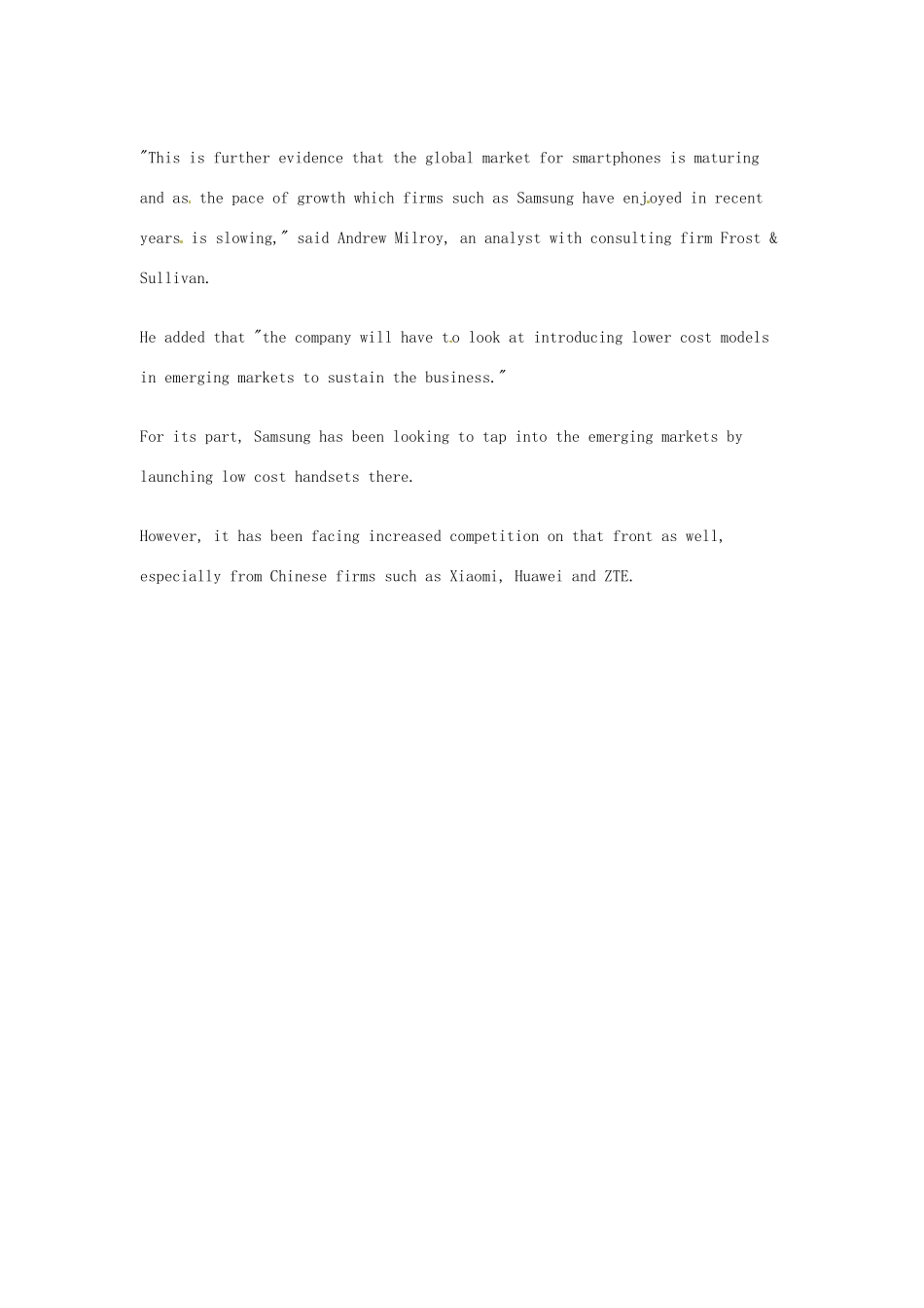 （每日一读）2014年4月高考英语考前突破 阅读理解能力 财经新闻 2014第一季三星手机销售额下降_第2页