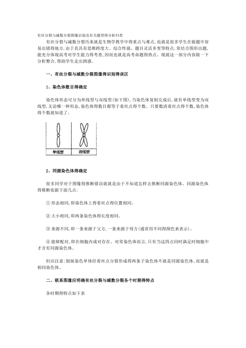 生物 有丝分裂和减数分裂图解,区别和联系_第1页