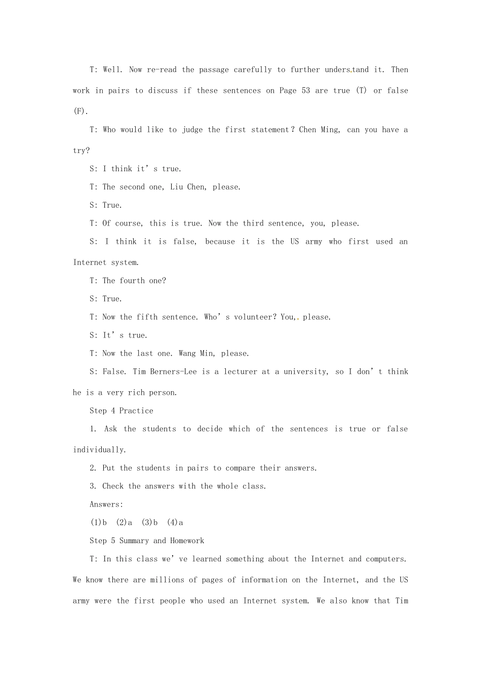 （新课标）辽宁省大连市铁路中学2014年高中英语 Module 6 The Internet and Telecommunications 2nd period教案 外研版必修1_第3页
