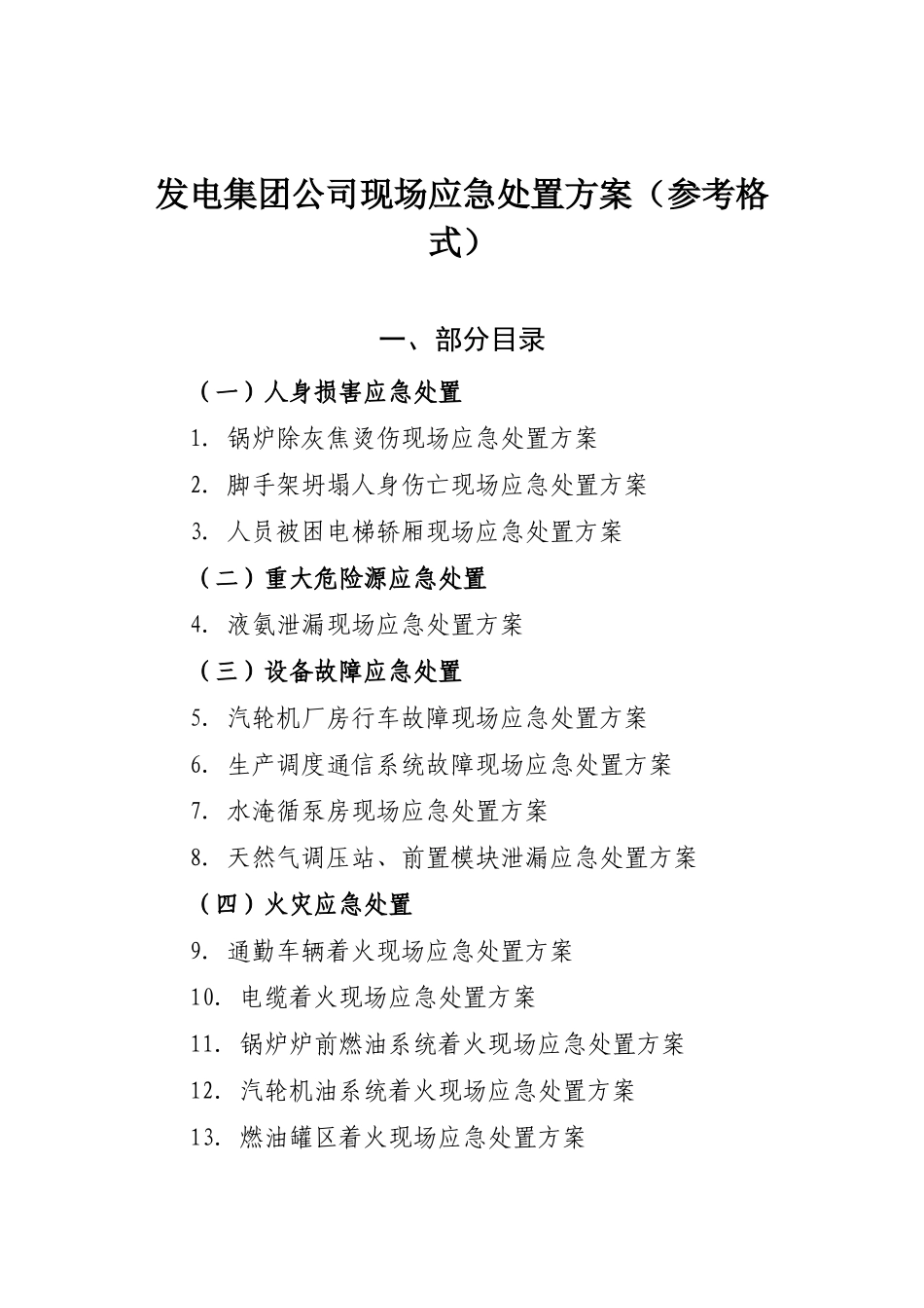 电发集团公司现场应急处置方案--大学毕设论文_第1页