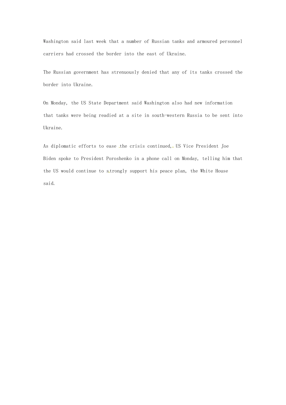 （每日一读）2014年6月高考英语考前突破 阅读理解能力 国际时事要闻 美国要求俄罗斯停止向乌克兰输送武器_第2页