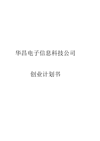 电子信息公司建立创业计划书