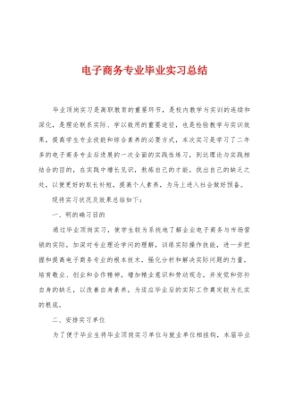 电子商务专业毕业实习总结