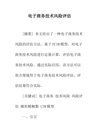 电子商务技术风险评估