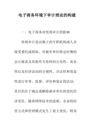 电子商务环境下审计理论的构建-1