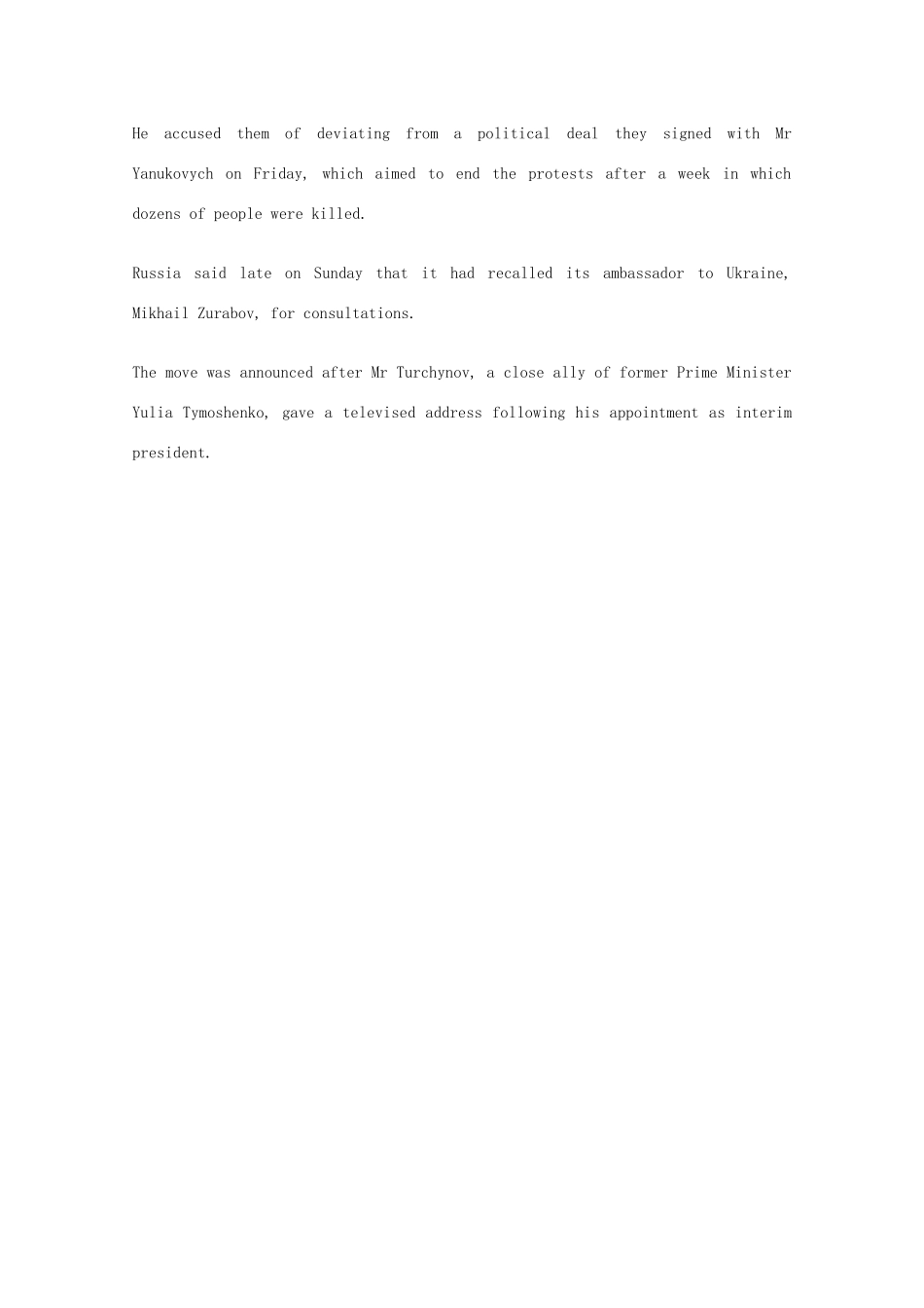 （每日一读）2014高考英语考前突破 阅读理解 国际时事要闻 俄罗斯召回驻乌克兰大使素材_第2页