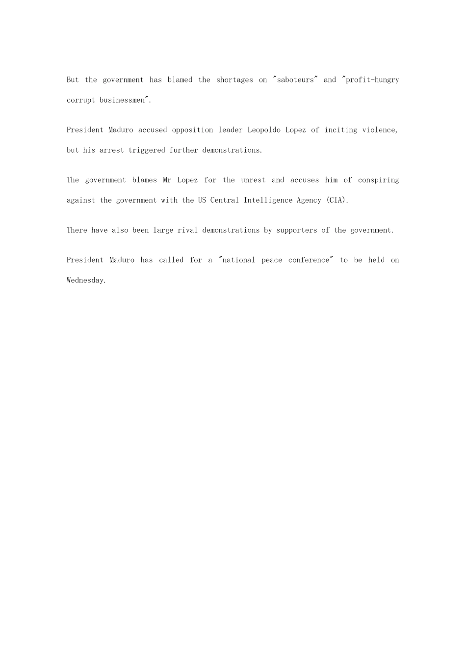 （每日一读）2014高考英语考前突破 阅读理解 国际时事要闻 美国下令驱逐三位委内瑞拉外交官素材_第3页