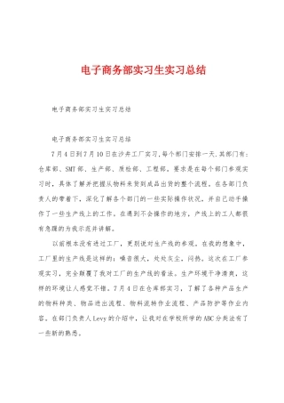 电子商务部实习生实习总结