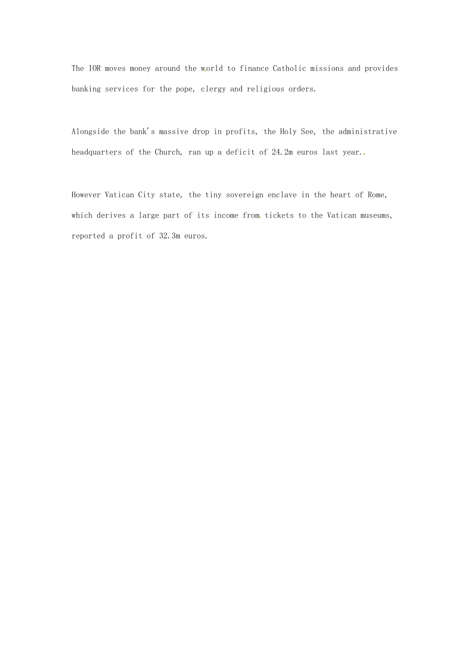 （每日一读）2014年7月高考英语考前突破 阅读理解能力 财经新闻 梵蒂冈银行董事会调整 总裁将离职_第2页